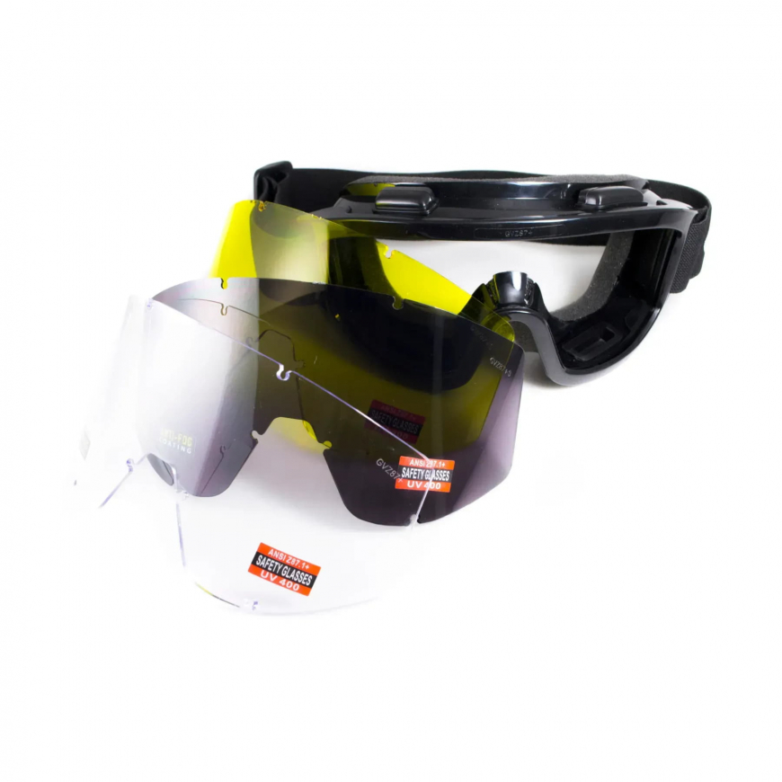 Захисні окуляри маска зі змінними лінзами Global Vision  Wind-Shield 3 lens KIT  - Зображення №2