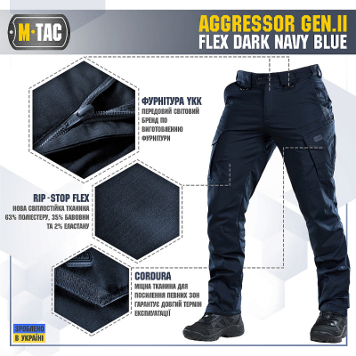 Штани військові M-TAC AGGRESSOR GEN II FLEX DARK NAVY BLUE 20058015