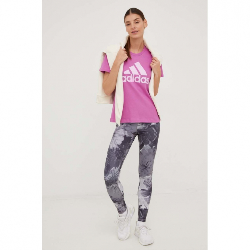 Футболка жіноча ADIDAS LOUNGEWEAR ESSENTIALS LOGO TEE PINK HL2034 - Зображення №2