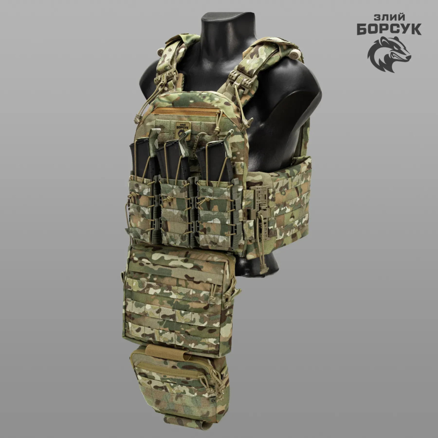 Плитоноска модель №6 "STALKER"+захист живота+напашник+3 підсумки пластикові  ID_1790 - Зображення №2