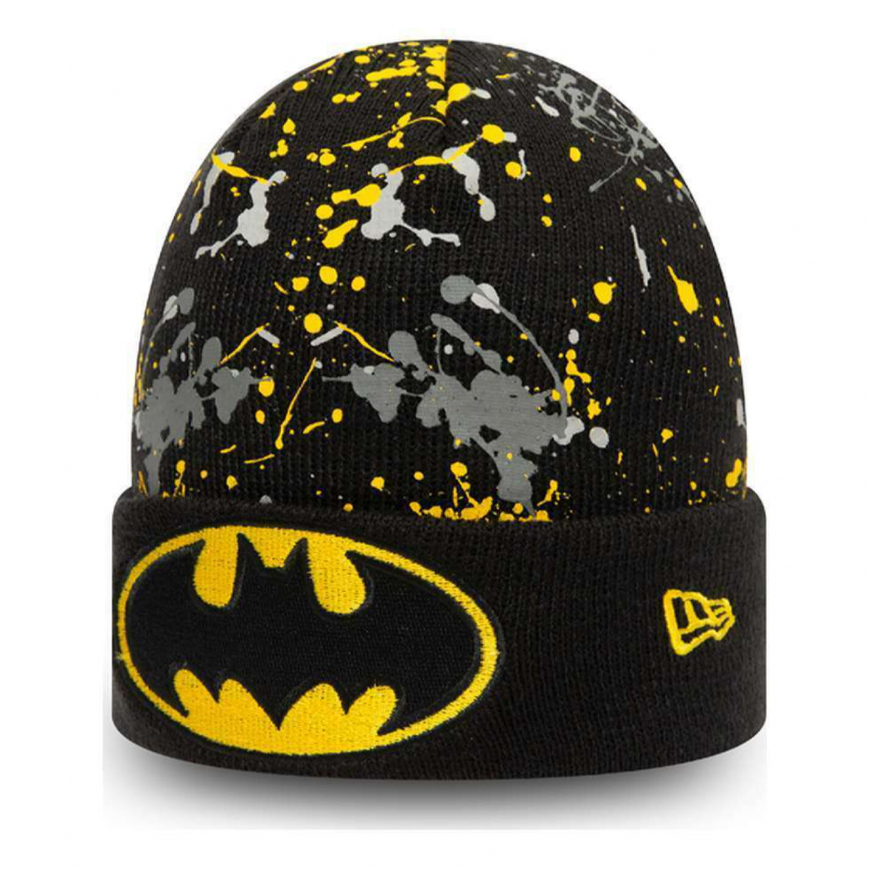 Шапка New Era BATMAN CHARACTER PAINT SPLAT BLACK CUFF BEANIE HAT 60141663 - Зображення